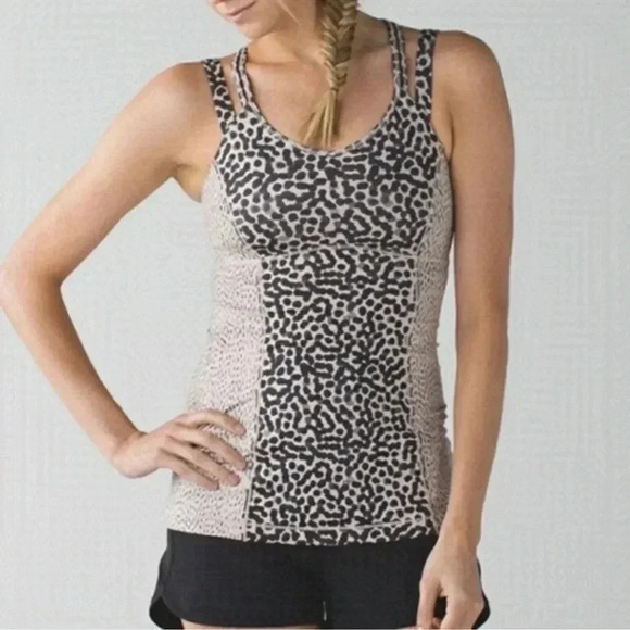lululemon athletica Tops - Lululemon Athletica Happy Strappy Cheetah/Leopard Print Tank Top Size 8